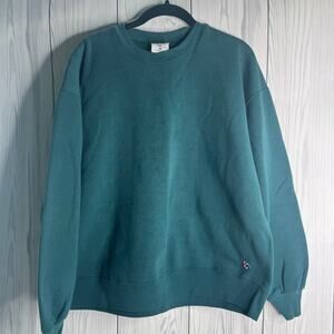 Jerzees Sweatshirt Mens Large Teal Green Vintage 90s Made in USA Crewneck Blank